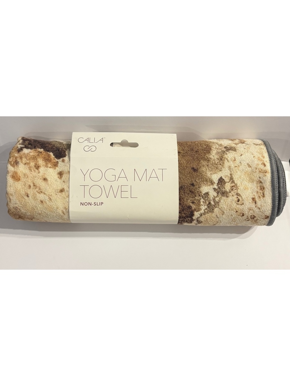 CALIA Non Slip Yoga Mat Towel Silicone Grip Hot Yoga Tan Brown Marble NWT